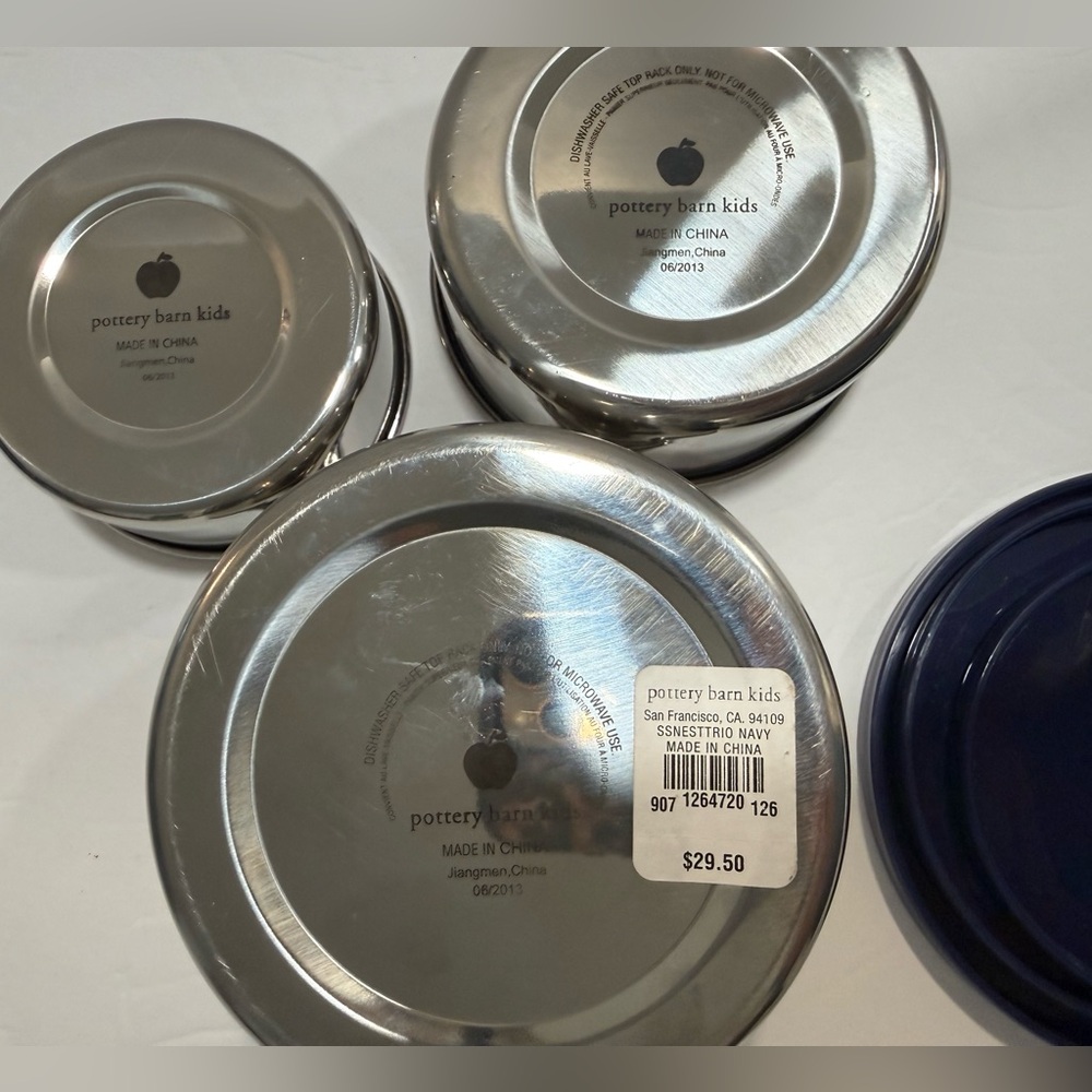 Like New 💙Pottery Barn Kids Set/7pc Spencer Food Storage Containers -Blue - Picture 4 of 6
